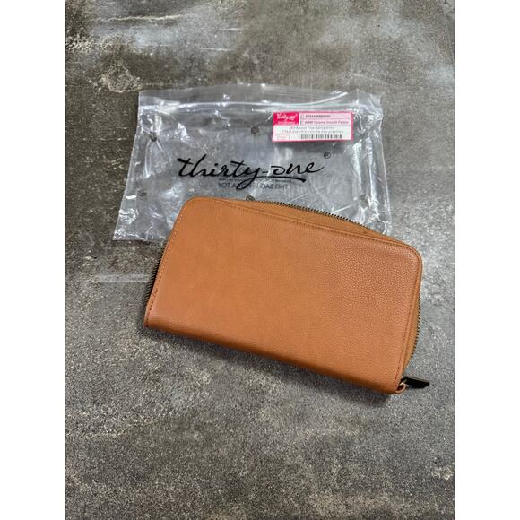 Thirty-One 31 All About the Benjamins Wallet NIP Caramel Smooth Pebble - Picture 2 of 6